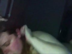 Chubby lass takes his cock deep in her..